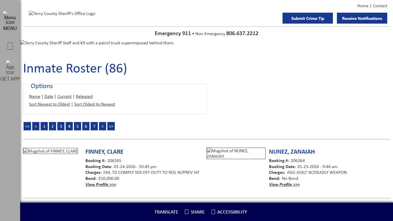 Inmate Roster - Current Inmates Booking Date Descending - Terry County Sheriff's Office